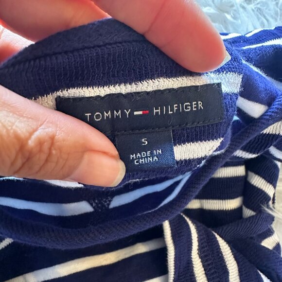 Tommy Hilfiger Navy Striped Girl Sweater Dress Small Nautical Coastal Resort - Picture 8 of 10
